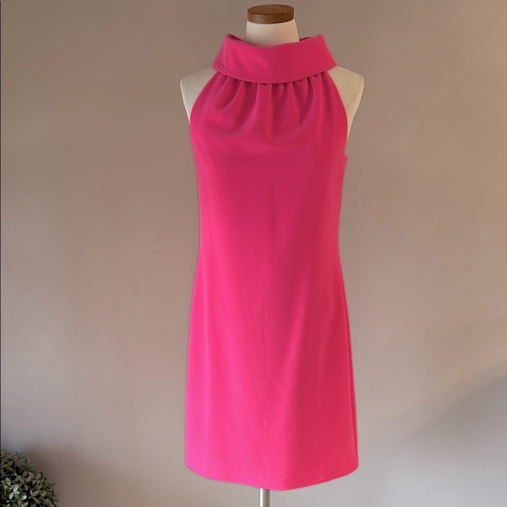Sail to Sable cowl neck sleeveless bubblegum pink Mini Dress button back XS